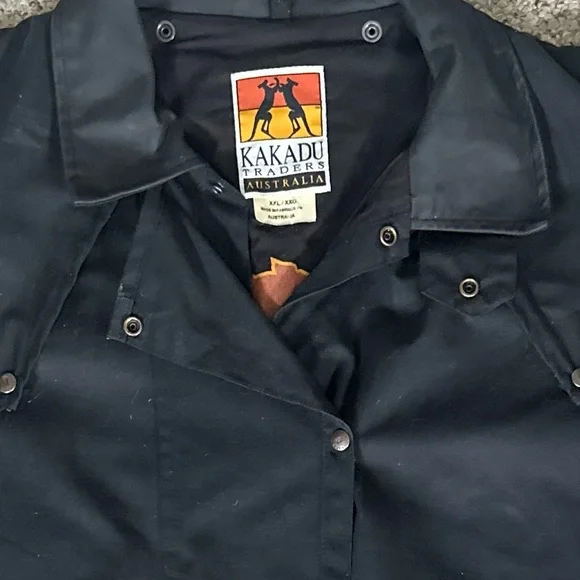 Kakadu Australian Black Oilskin Duster Jacket Size XXL - Picture 5 of 7